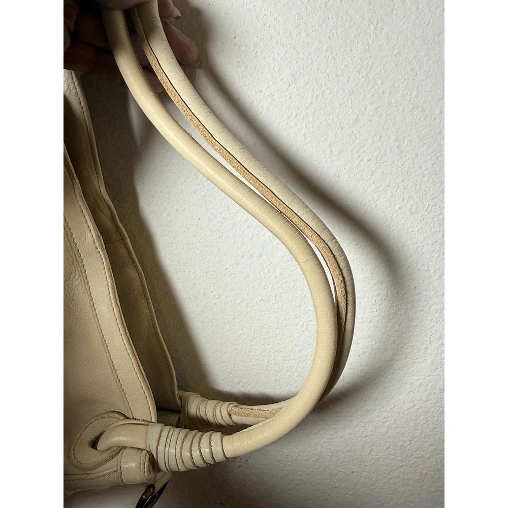 Sundance Women's Handbag‎ Cream Genuine Leather Boho Purse Made In Italy